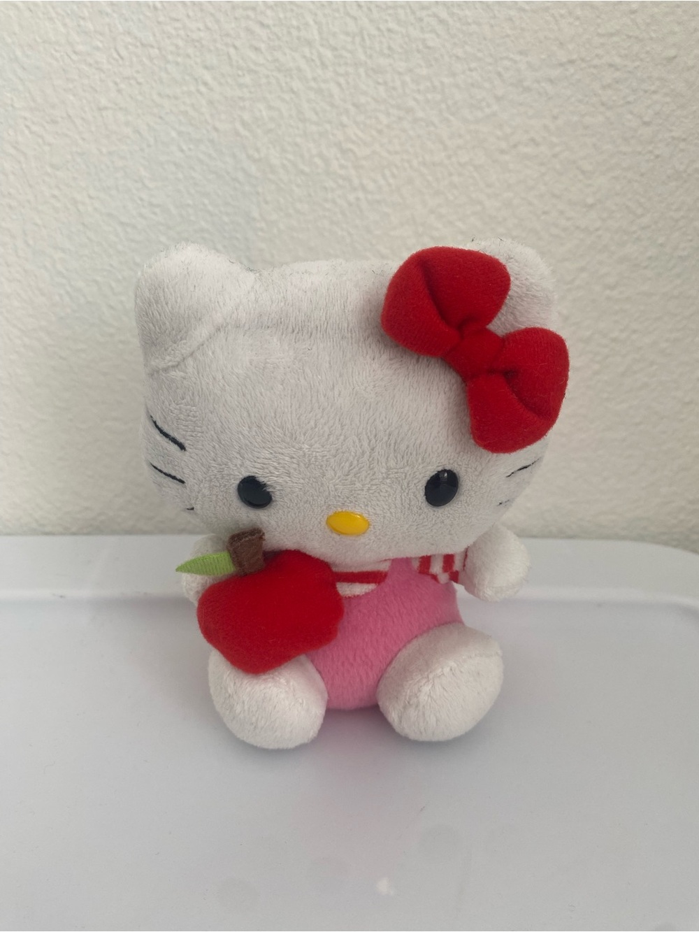 Hello Kitty White Plush with Red Bow and Red Apple